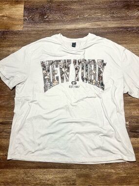SHEIN New York Camo Graphic Oversized T-Shirt Y2K Streetwear